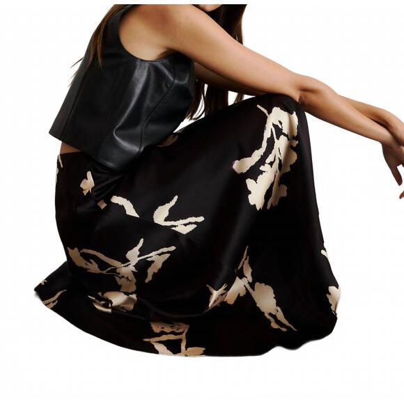 NEW TANYA TAYLOR beth skirt in dark fig/cream multi - Picture 4 of 6